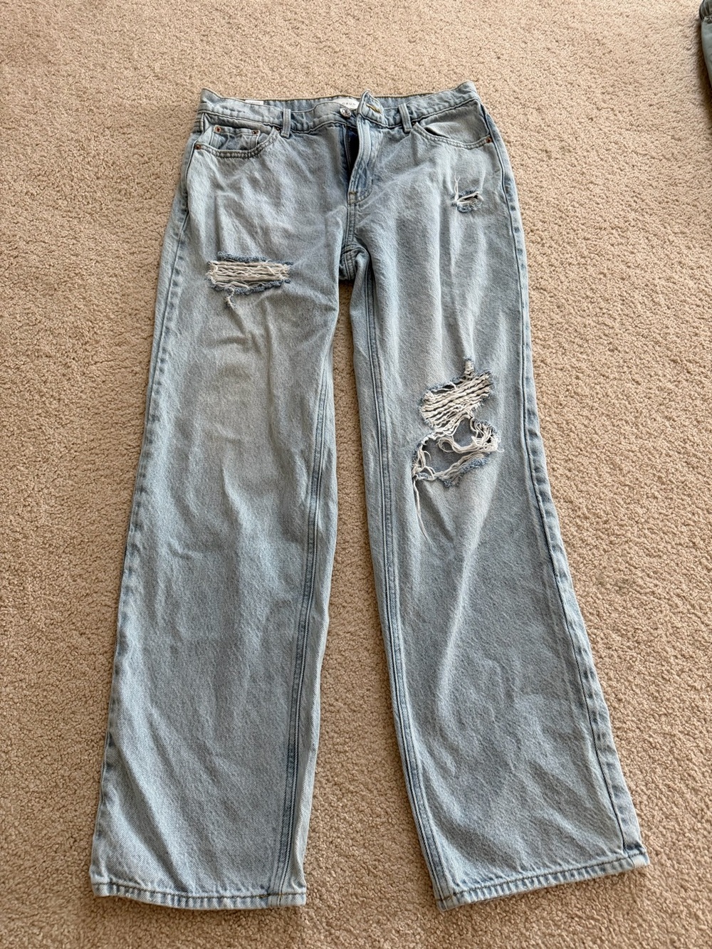 PacSun Light Blue Distressed Wide Leg Jeans